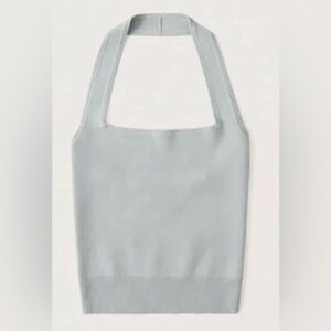 NWT Abercrombie Elevated Knit Halter Tank Top Light Blue, size S